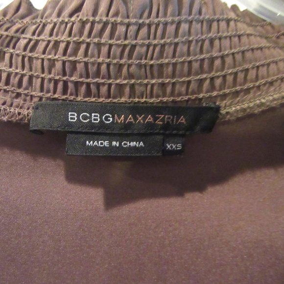 BCBGMaxazria Silk Blend Dress with Smocking Plunging Neckline - Picture 2 of 6